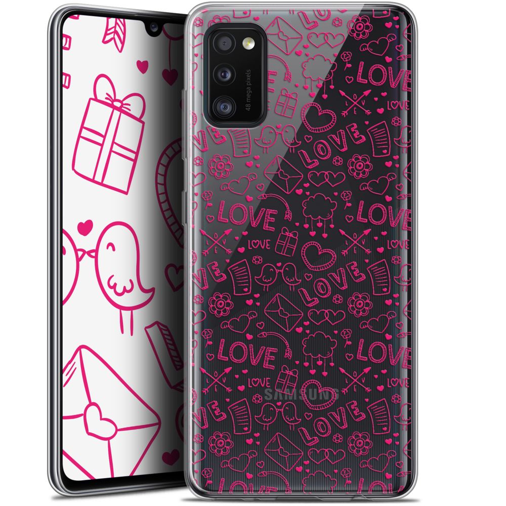Caseink - Coque Pour Samsung Galaxy A41 (6.1 ) [Gel HD Collection Love Saint Valentin Design Doodle - Souple - Ultra Fin - Imprimé en France] - Coque, étui smartphone
