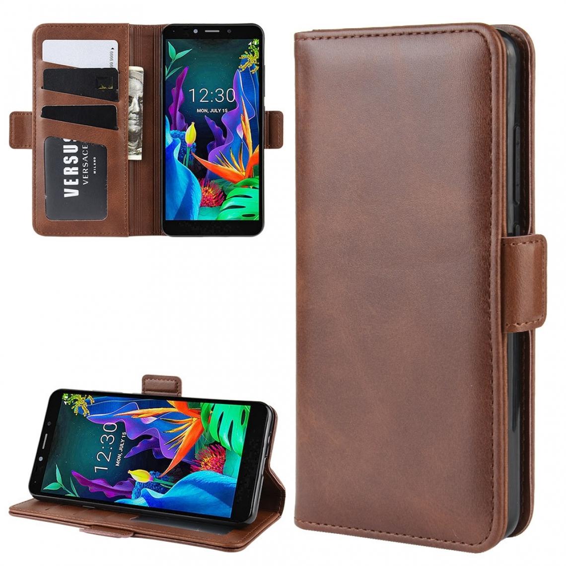 Wewoo - Housse Coque Pour LG K20 2019 Etui portefeuille avec étui en cuir téléphone portable porte-monnaie et cartes de crédit Marron - Coque, étui smartphone