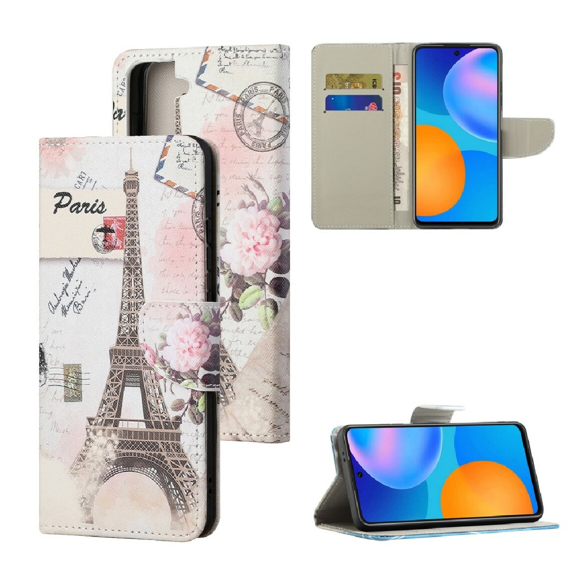 Other - Etui en PU impression de motif texture croisée avec support tour Eiffel pour votre Samsung Galaxy S30/S21 - Coque, étui smartphone