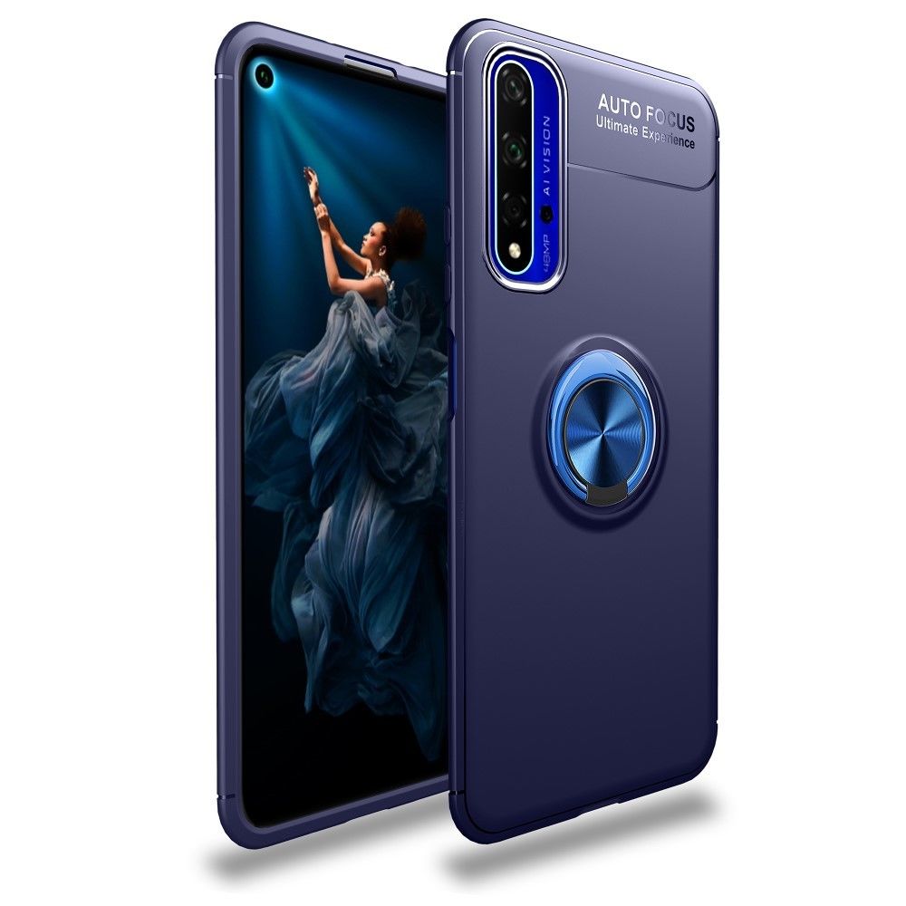 marque generique - Coque en TPU bleu avec béquille en anneau pour votre Huawei Honor 20 - Coque, étui smartphone