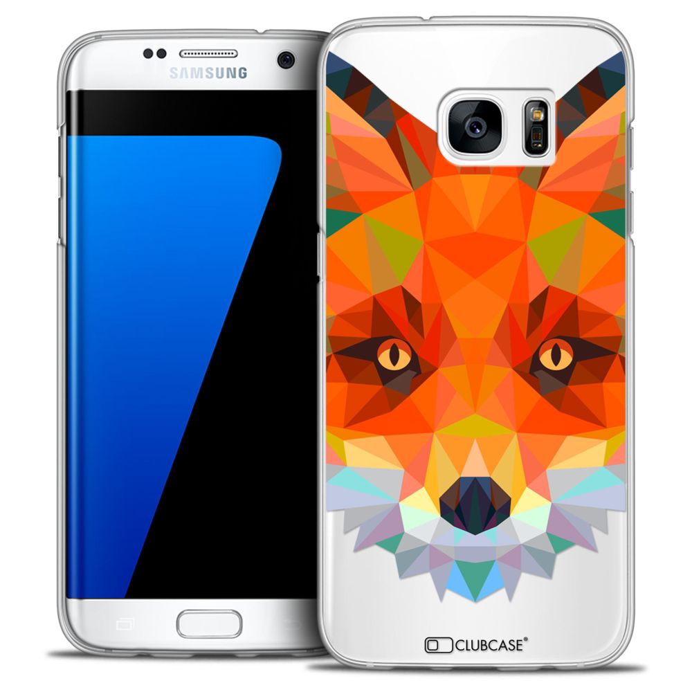 Caseink - Coque Housse Etui Galaxy S7 Edge [Crystal HD Polygon Series Animal - Rigide - Ultra Fin - Imprimé en France] - Renard - Coque, étui smartphone