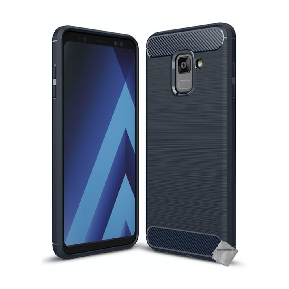 Htdmobiles - Housse etui coque silicone gel carbone pour Samsung Galaxy A8 (2018) + film ecran - BLEU FONCE - Autres accessoires smartphone