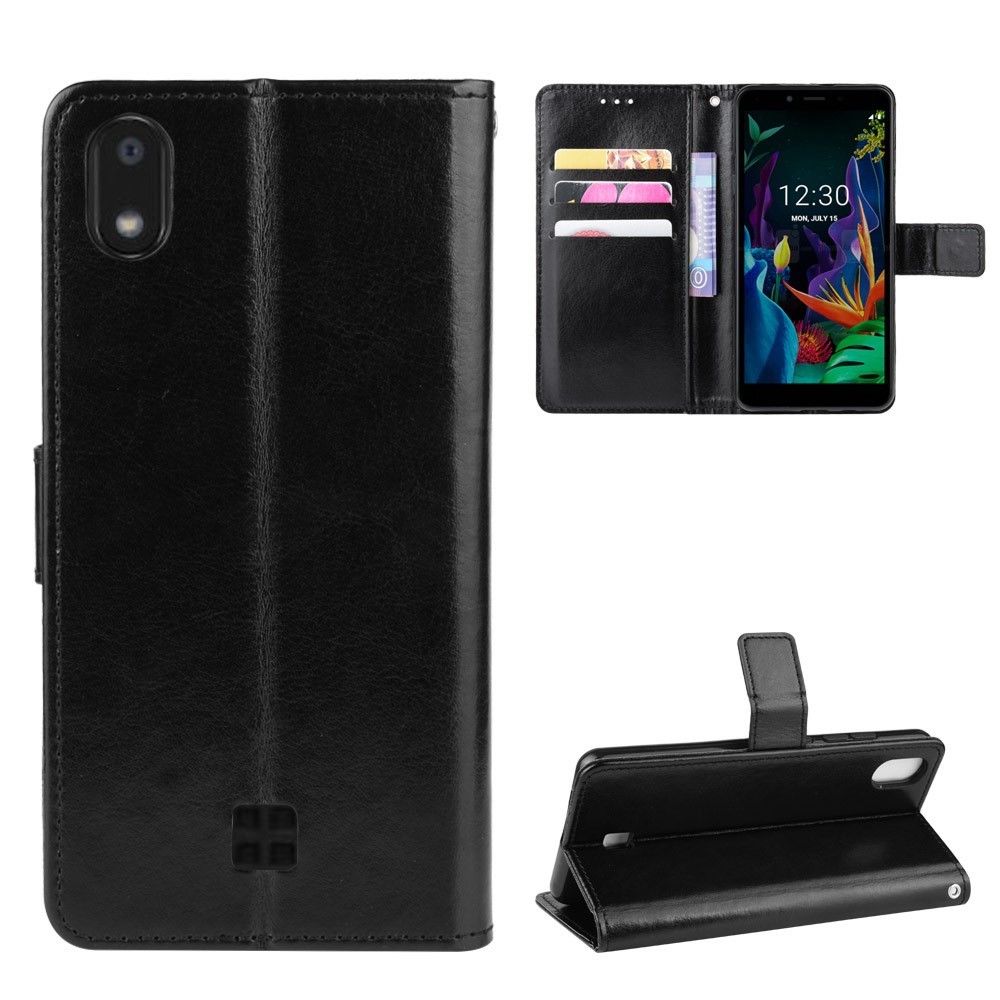 marque generique - Etui en PU peau de cheval fou noir pour votre LG K20 (2019) - Coque, étui smartphone