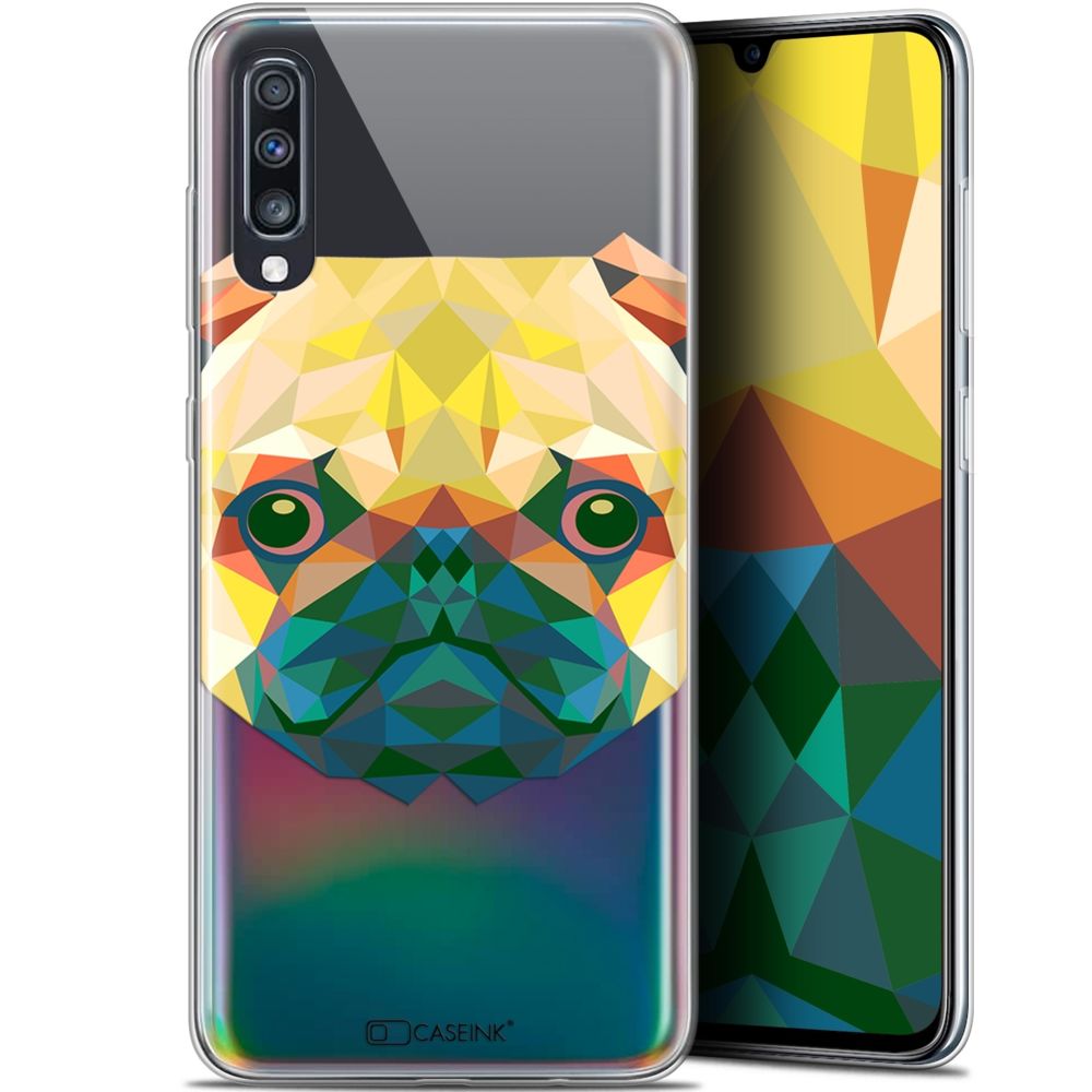Caseink - Coque Pour Samsung Galaxy A70 (6.7 ) [Gel HD Polygon Series Animal - Souple - Ultra Fin - Imprimé en France] Chien - Coque, étui smartphone