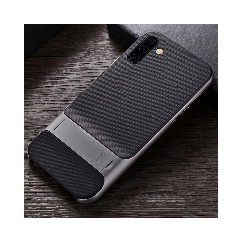 Wewoo - Housse Étui Coque Pour Galaxy Note10 Plaid Texture antidérapant TPU + PC Case avec support Space Grey - Coque, étui smartphone