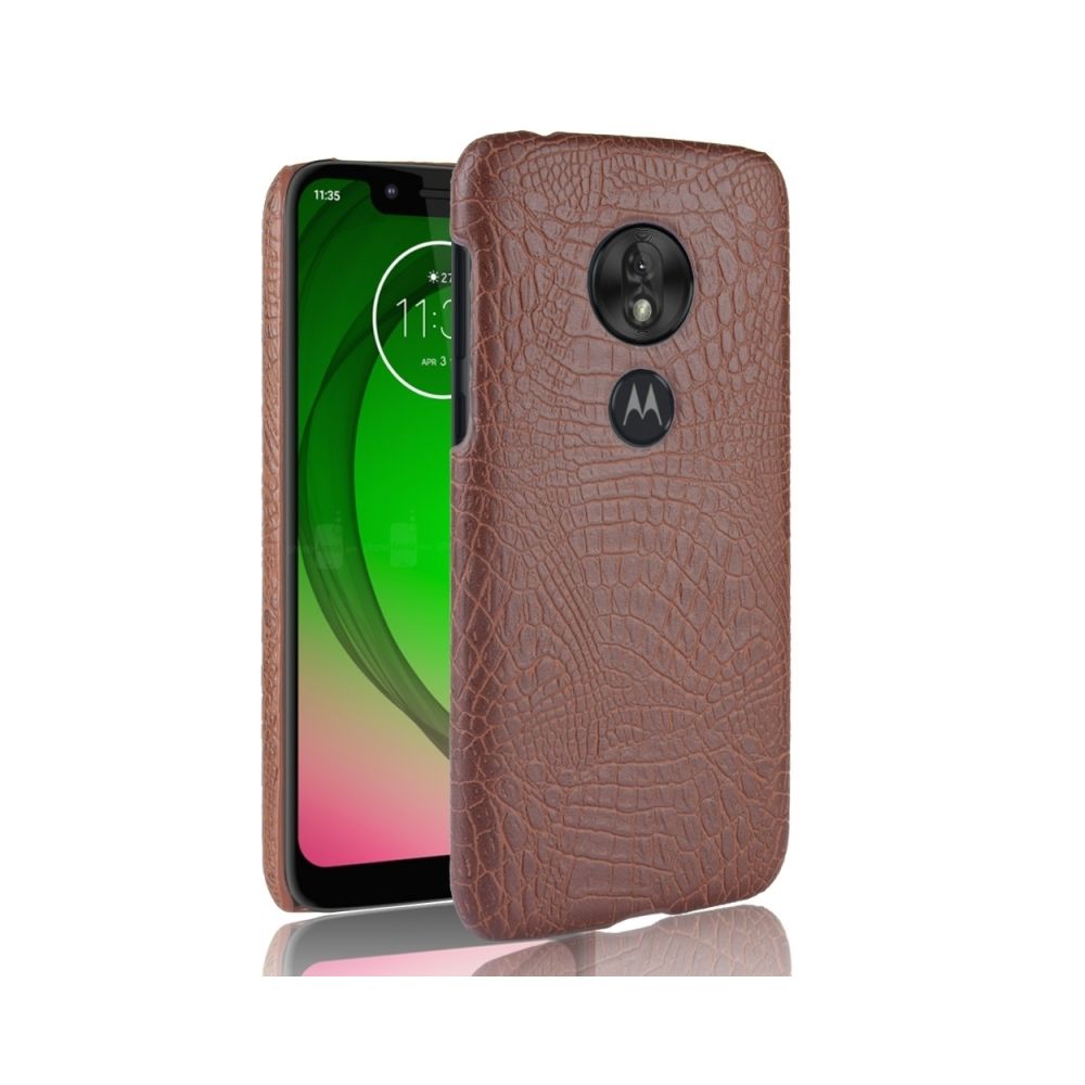 Wewoo - Coque Crocodile antichoc Texture PC + PU cas pour Motorola Moto G7 Play (Brown) - Coque, étui smartphone