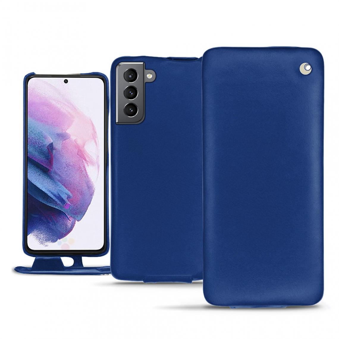 Noreve - Housse cuir Samsung Galaxy S21 - Rabat vertical - Bleu océan ( Nappa - Pantone 293C ) - NOREVE - Coque, étui smartphone