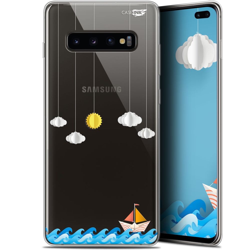 Caseink - Coque arrière Samsung Galaxy S10+ (6.4 ) Gel HD [ Nouvelle Collection - Souple - Antichoc - Imprimé en France] Petit Bateau en Mer - Coque, étui smartphone