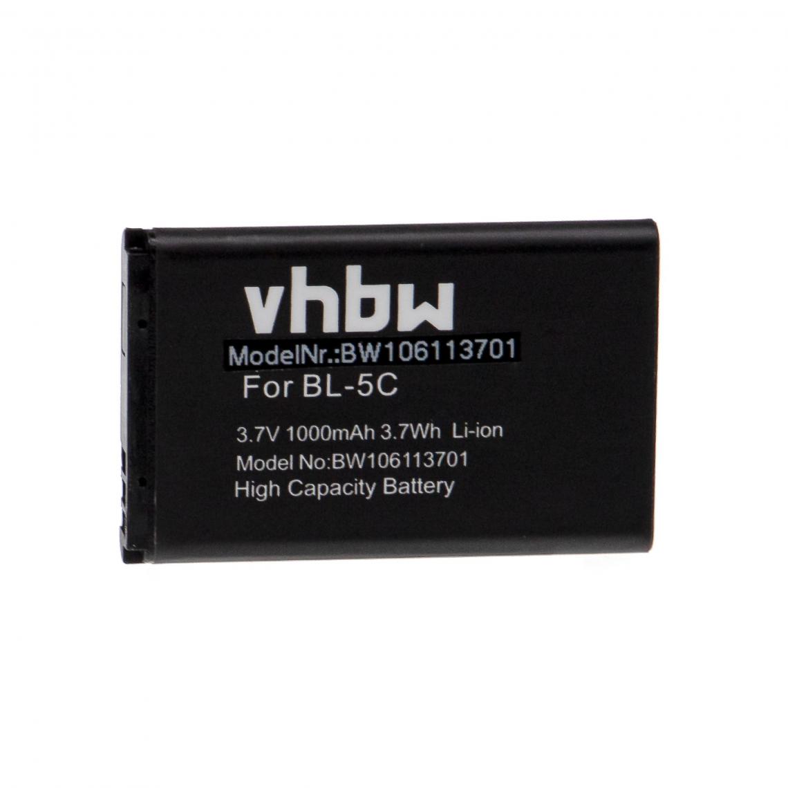 Vhbw - vhbw Batterie compatible avec Telefunken FHD 170/5 smartphone (1000mAh, 3,7V, Li-ion) - Batterie téléphone
