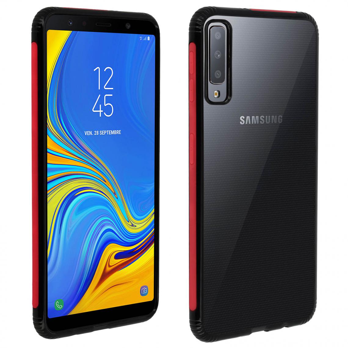 Avizar - Coque Galaxy A7 2018 Protection Bi-matière Antichocs Collection Réglisse - rouge - Coque, étui smartphone
