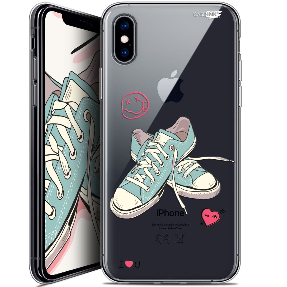 Caseink - Coque arrière Apple iPhone Xs / X (5.8 ) Crystal Gel HD [ Nouvelle Collection - Souple - Antichoc - Imprimé en France] Mes Sneakers d'Amour - Coque, étui smartphone