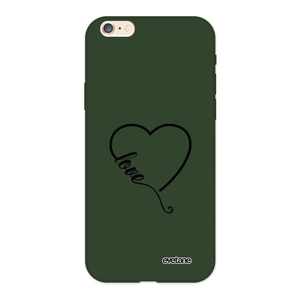 Evetane - Coque iPhone 6/6S Silicone Liquide Douce vert kaki Coeur love Ecriture Tendance et Design Evetane - Coque, étui smartphone