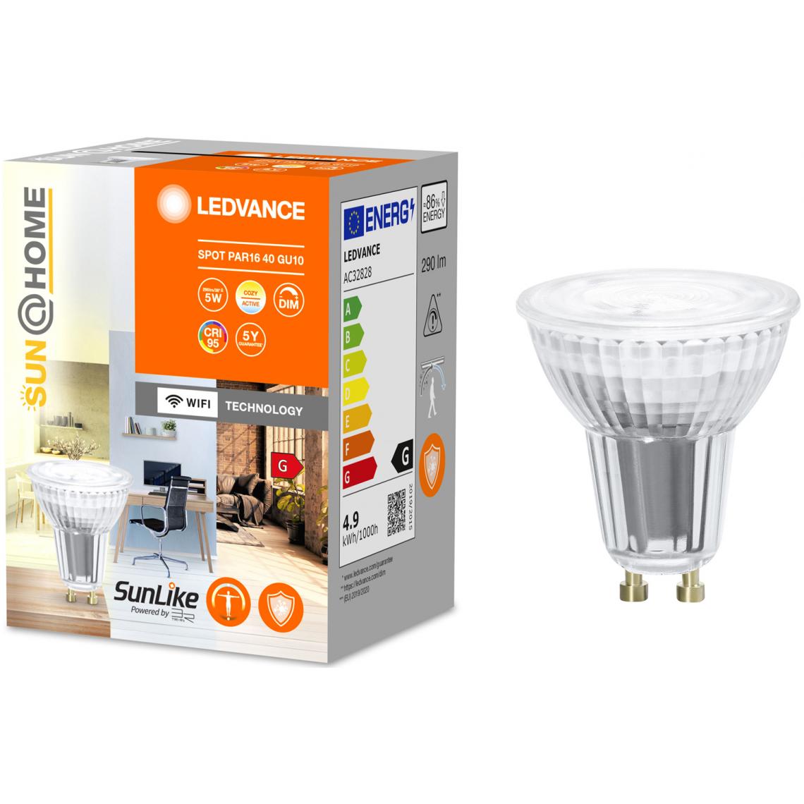 Ledvance - Ampoule connectée Smart+Sun@home spot 50W GU10 - Variation de blancs - Ampoule connectée