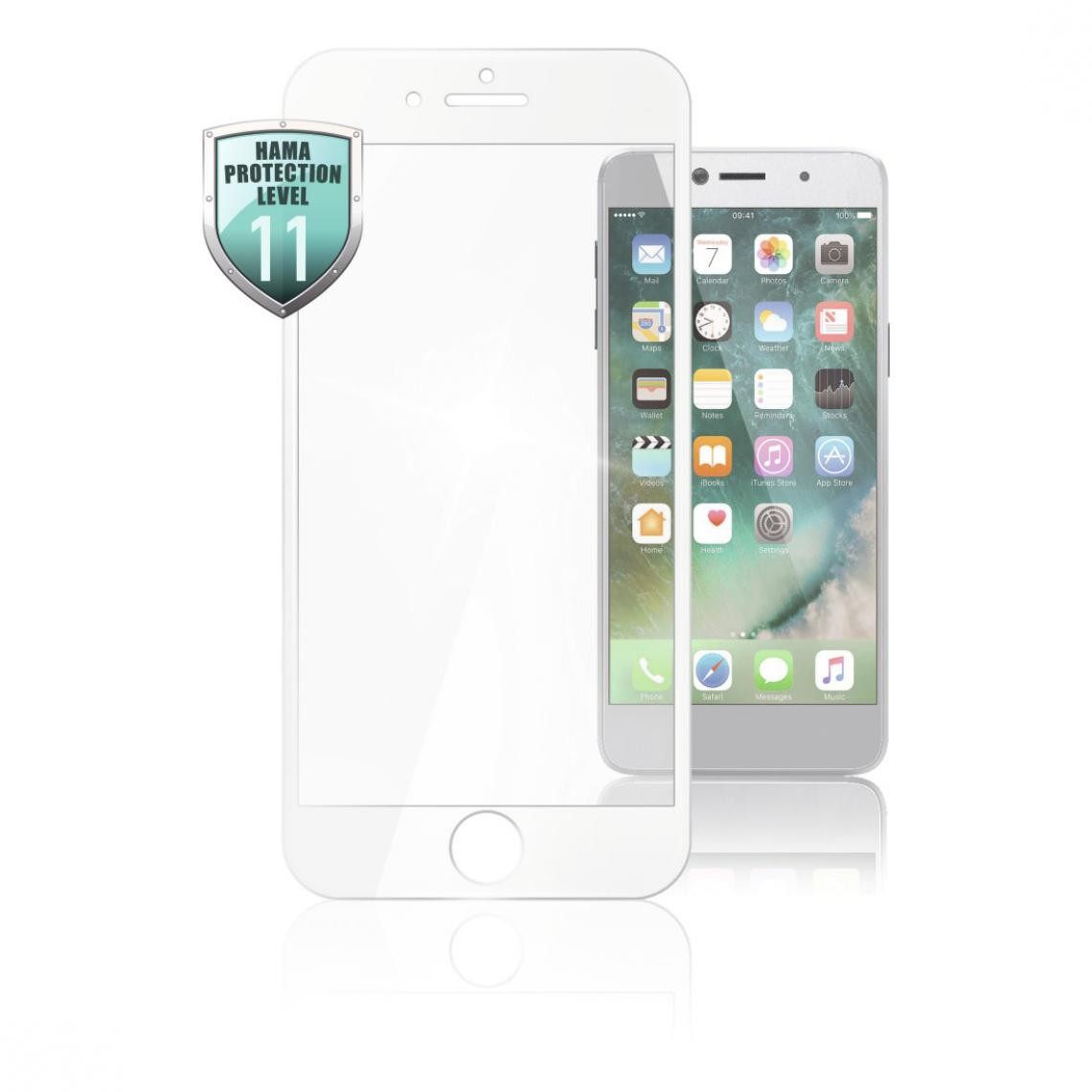 Hama - Verre de protection Full-Screen 3D pour Apple iPhone 6/6s/7/8, blanc - Protection écran smartphone