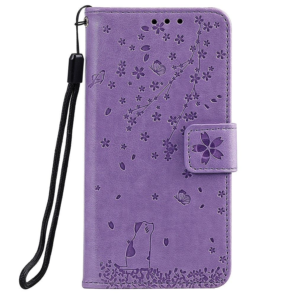 marque generique - Etui en PU sakura chat avec support et porte-cartes violet pour votre Xiaomi Mi CC9e/Mi A3 - Coque, étui smartphone