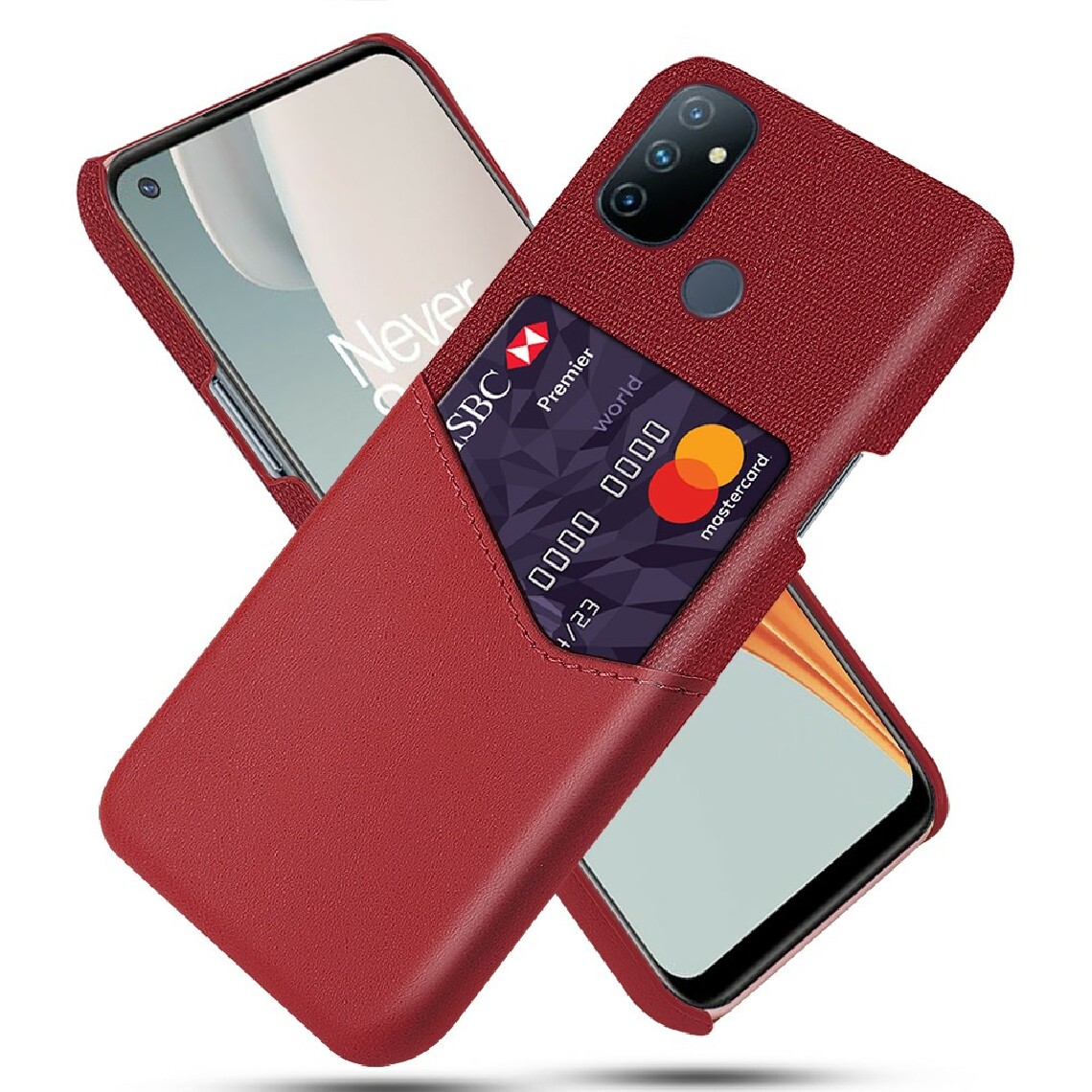 Other - Coque en TPU + PU chiffon avec porte-carte rouge pour votre OnePlus Nord N100 - Coque, étui smartphone