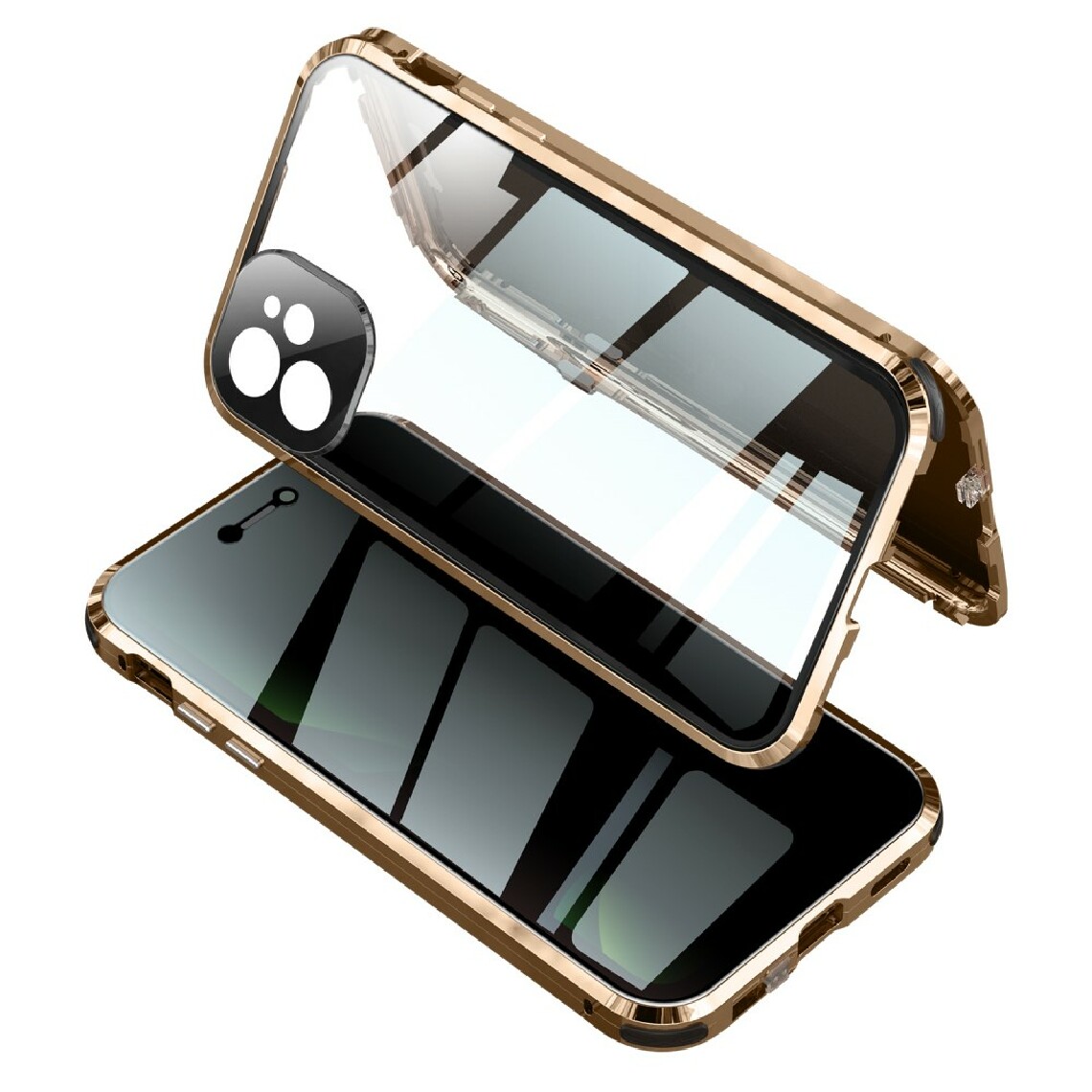 Other - Coque en cadre métallique Verrouiller le cadre d'installation double face lentille anti-peep or pour votre Apple iPhone 12 Pro - Coque, étui smartphone
