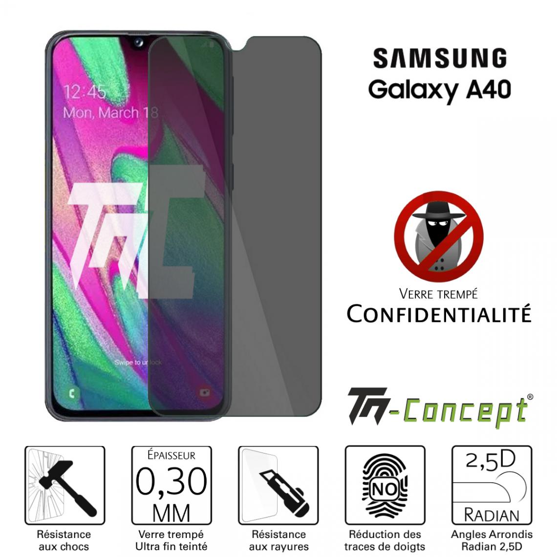 Tm Concept - Verre trempé teinté - Samsung Galaxy A40 - Anti-espion - TM Concept® - Protection écran smartphone