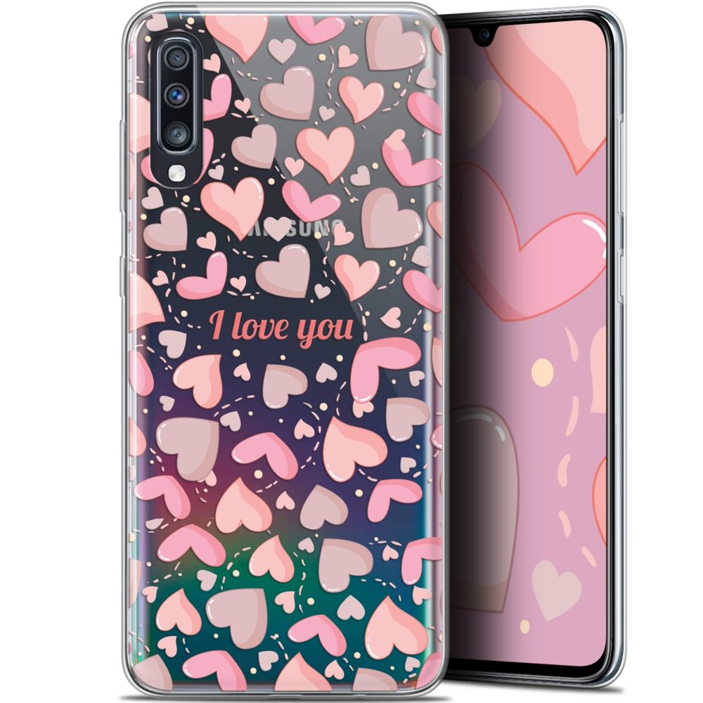 Caseink - Coque Pour Samsung Galaxy A70 (6.7 ) [Gel HD Collection Love Saint Valentin Design I Love You - Souple - Ultra Fin - Imprimé en France] - Coque, étui smartphone