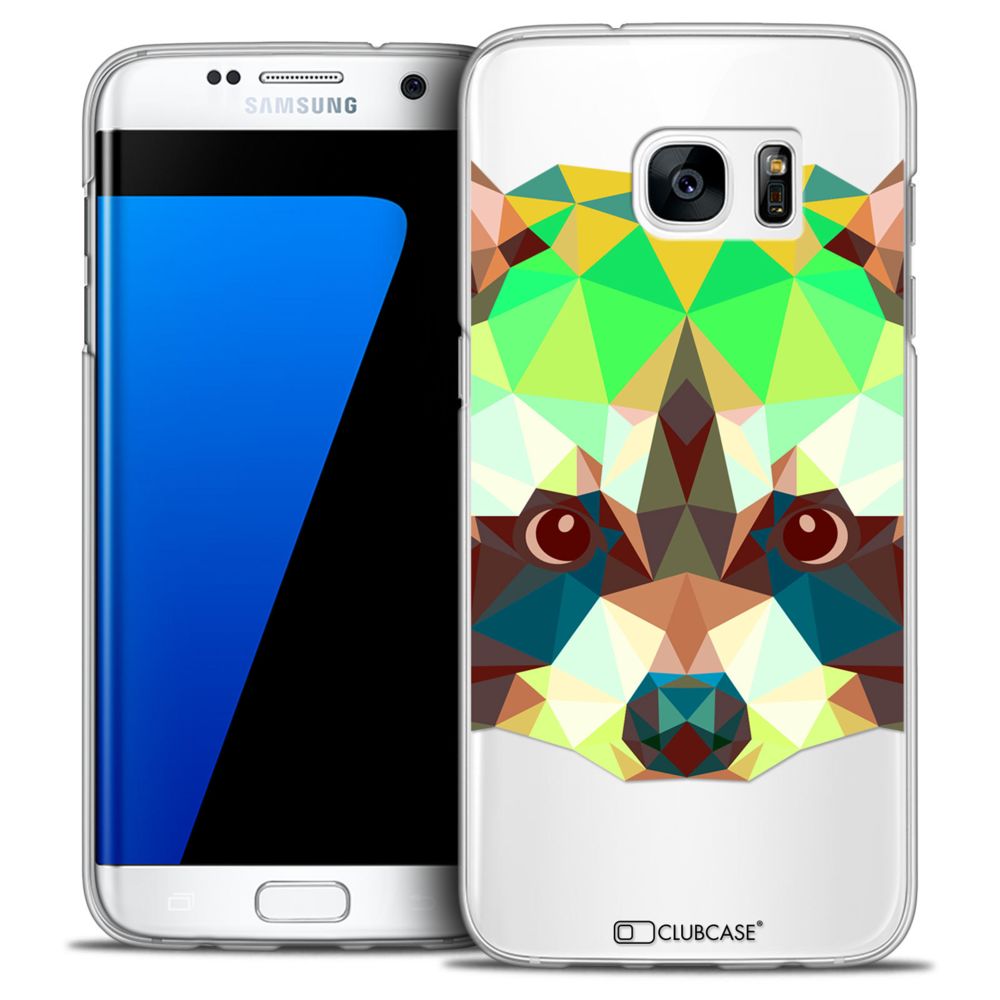 Caseink - Coque Housse Etui Galaxy S7 Edge [Crystal HD Polygon Series Animal - Rigide - Ultra Fin - Imprimé en France] - Raton Laveur - Coque, étui smartphone