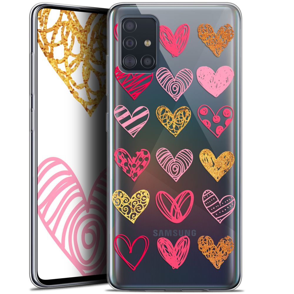 Caseink - Coque Pour Samsung Galaxy A51 (A515) (6.5 ) [Gel HD Collection Sweetie Design Doodling Hearts - Souple - Ultra Fin - Imprimé en France] - Coque, étui smartphone