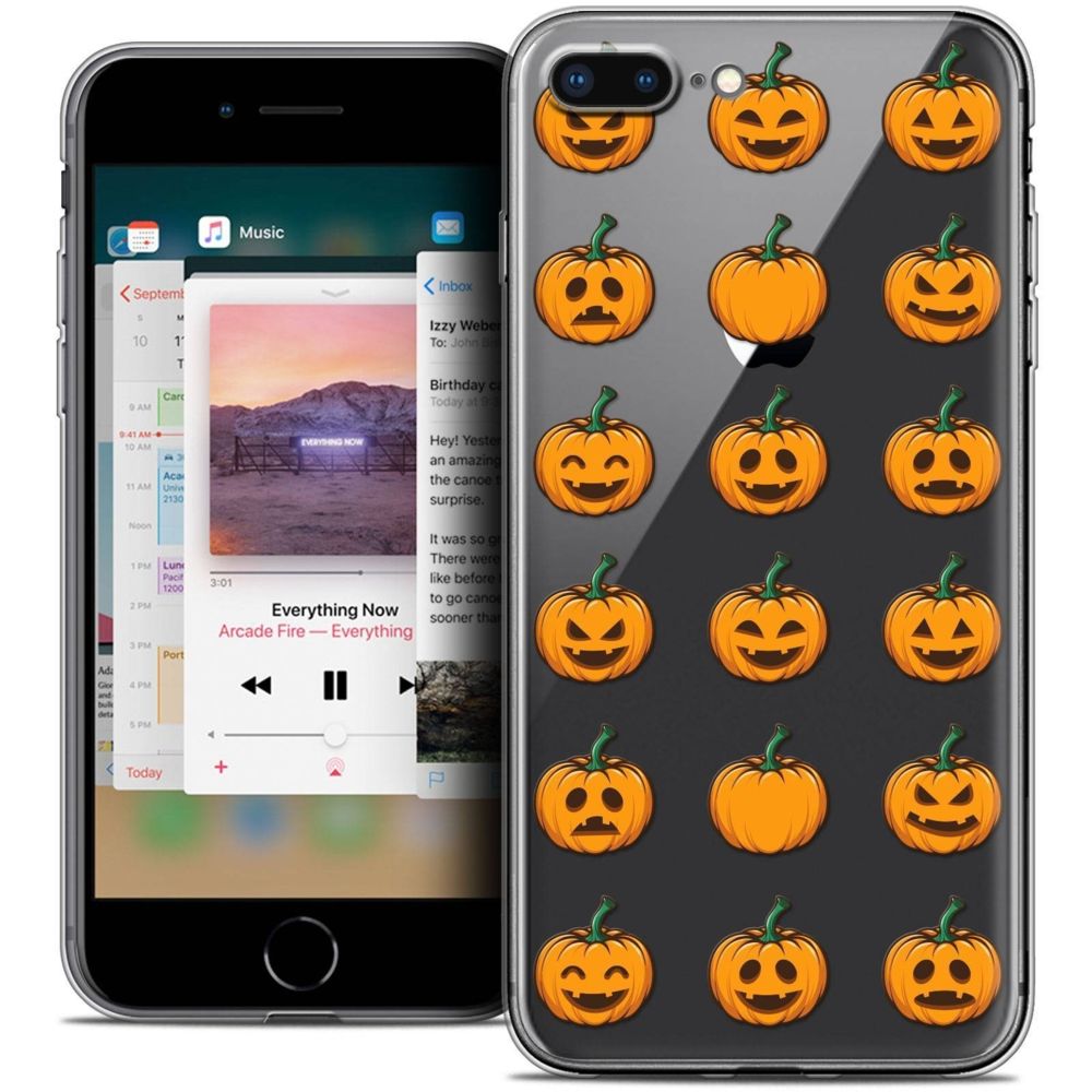 Caseink - Coque Housse Etui Apple iPhone 8 Plus (5.5 ) [Crystal Gel HD Collection Halloween Design Smiley Citrouille - Souple - Ultra Fin - Imprimé en France] - Coque, étui smartphone