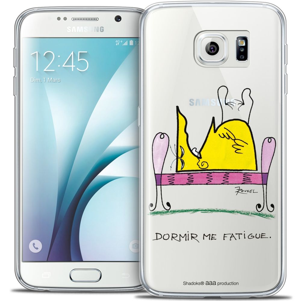 Caseink - Coque Housse Etui Samsung Galaxy S6 [Crystal HD Collection Les Shadoks ? Design Dormir - Rigide - Ultra Fin - Imprimé en France] - Coque, étui smartphone