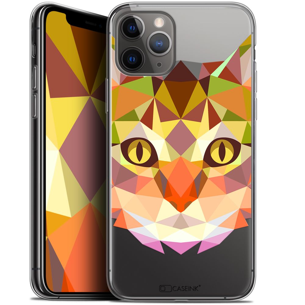 Caseink - Coque Pour Apple iPhone 11 Pro (5.8 ) [Gel HD Polygon Series Animal - Souple - Ultra Fin - Imprimé en France] Chat - Coque, étui smartphone