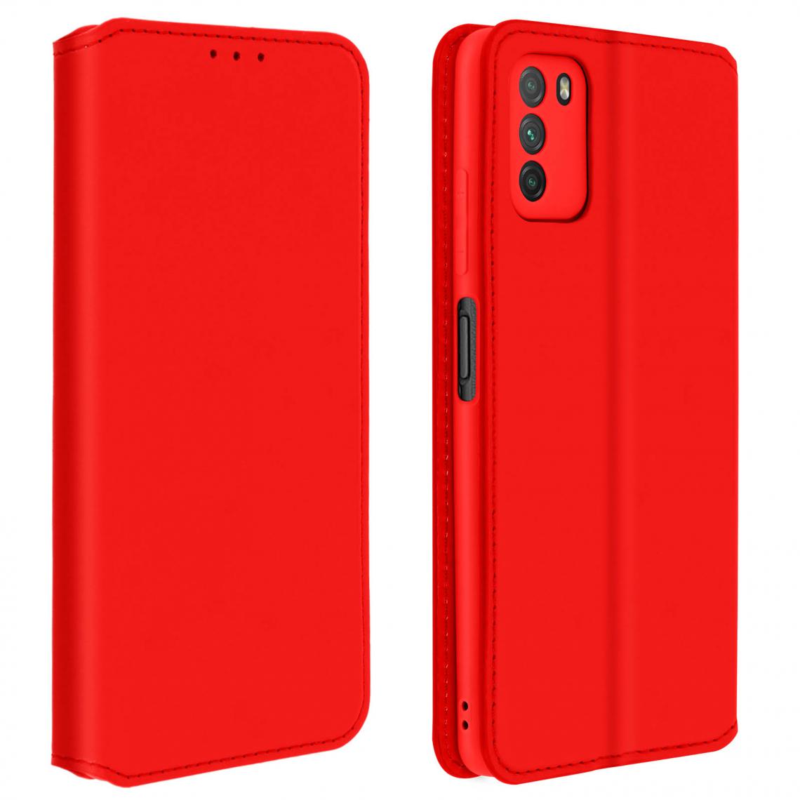 Avizar - Housse Xiaomi Poco M3 Étui Folio Portefeuille Fonction Support rouge - Coque, étui smartphone