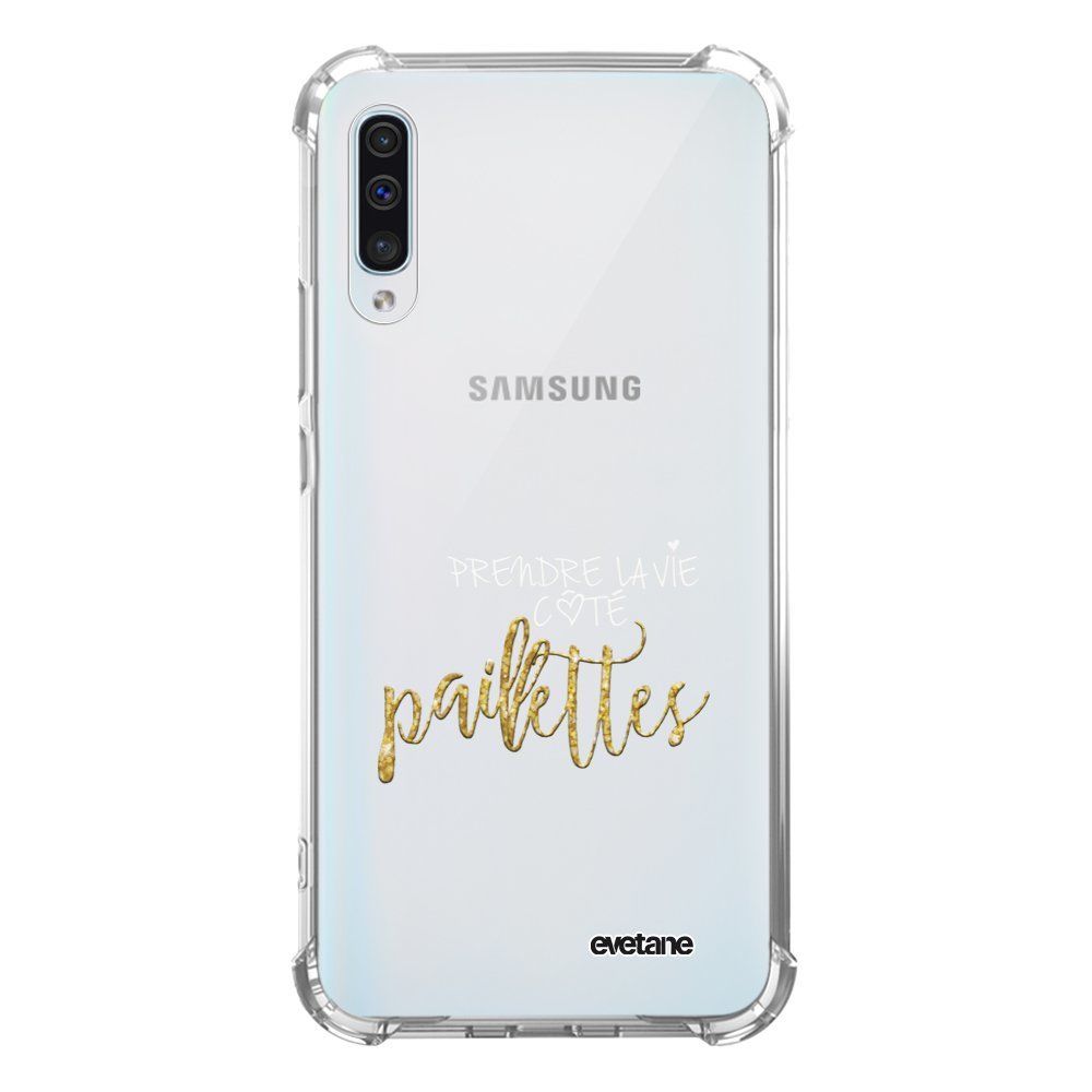 Evetane - Coque Samsung Galaxy A50 anti-choc souple avec angles renforcés transparente Côté Paillettes Evetane - Coque, étui smartphone