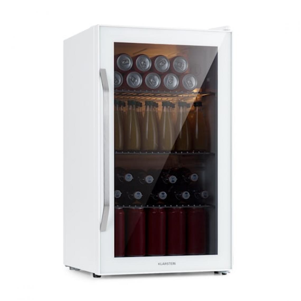 Klarstein - Réfrigérateur - Beersafe XXL Quartz - 80 L - 3 étagères - Porte en verre - Blanc - Réfrigérateur