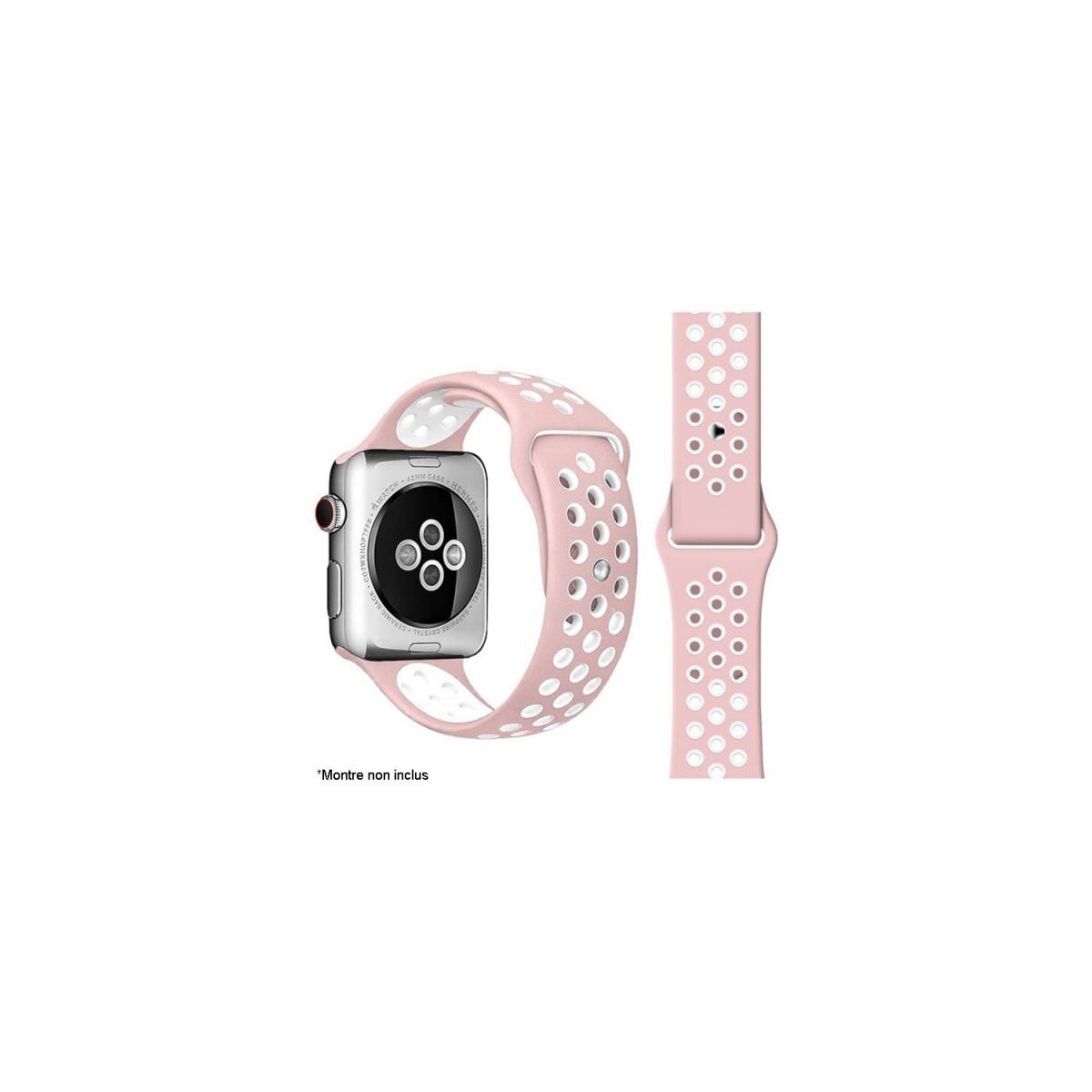 Ibroz - Ibroz Bracelet Apple Watch Sport 44mm rose et blanc - Accessoires Apple Watch