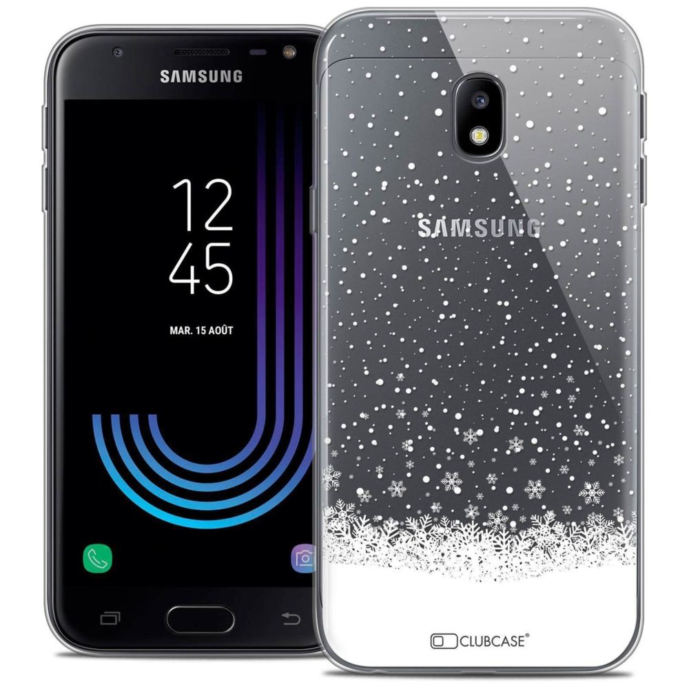 Caseink - Coque Housse Etui Samsung Galaxy J3 2017 J320 (5 ) [Crystal Gel HD Collection Noël 2017 Design Flocons de Neige - Souple - Ultra Fin - Imprimé en France] - Coque, étui smartphone