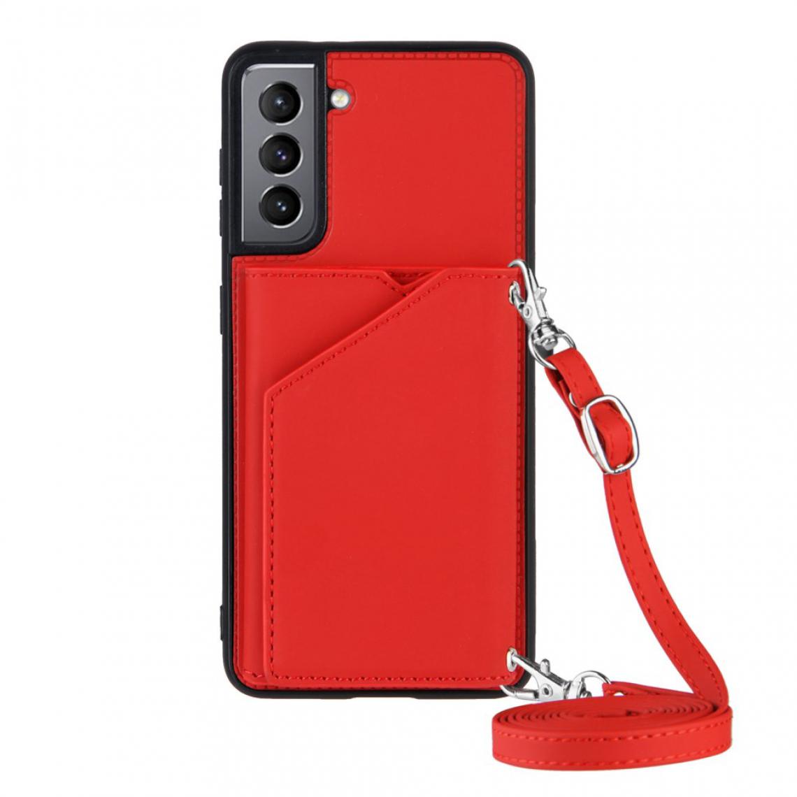 Other - Coque en TPU + PU Peau caoutchoutée avec support et porte-cartes rouge pour votre Samsung Galaxy S21 5G - Coque, étui smartphone