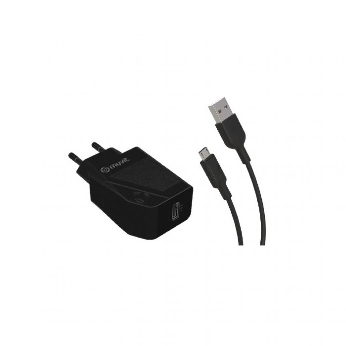 Muvit - Muvit For Change Pack Chargeur Secteur 12W + Cable Micro Usb 1.2M Noir - Accessoires Téléphone Fixe