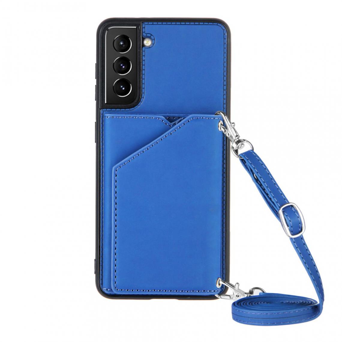 Other - Coque en TPU + PU Peau caoutchoutée avec support et porte-cartes bleu pour votre Samsung Galaxy S21+ 5G - Coque, étui smartphone