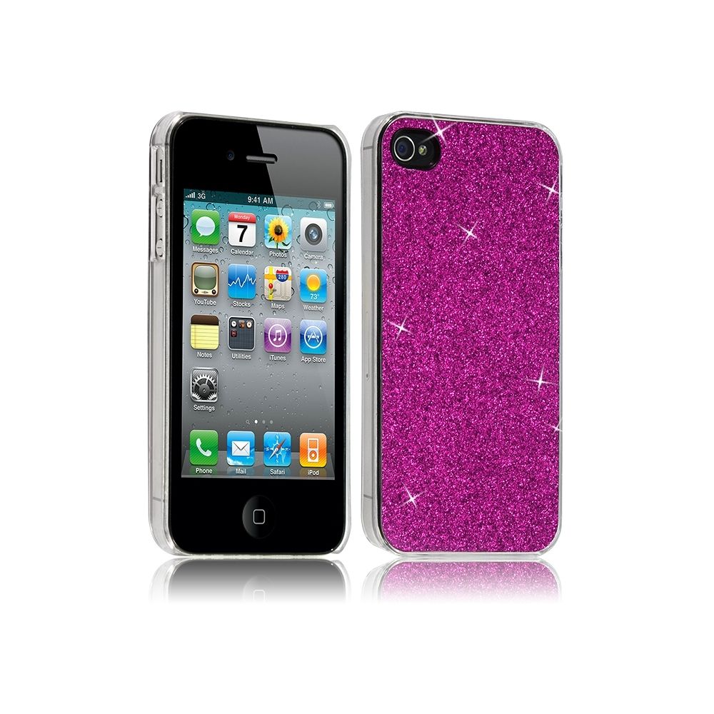 Karylax - Housse Etui Coque Rigide pour Apple iPhone 4/4S Style Paillette Couleur Rose Fushia - Autres accessoires smartphone