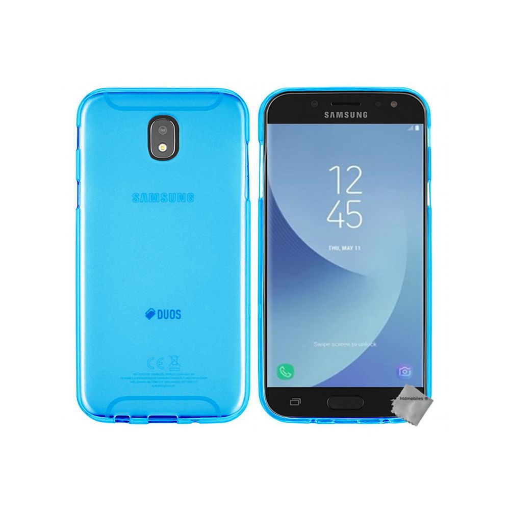 Htdmobiles - Housse etui coque pochette silicone gel fine pour Samsung Galaxy J7 (2017) + verre trempe - BLEU - Autres accessoires smartphone