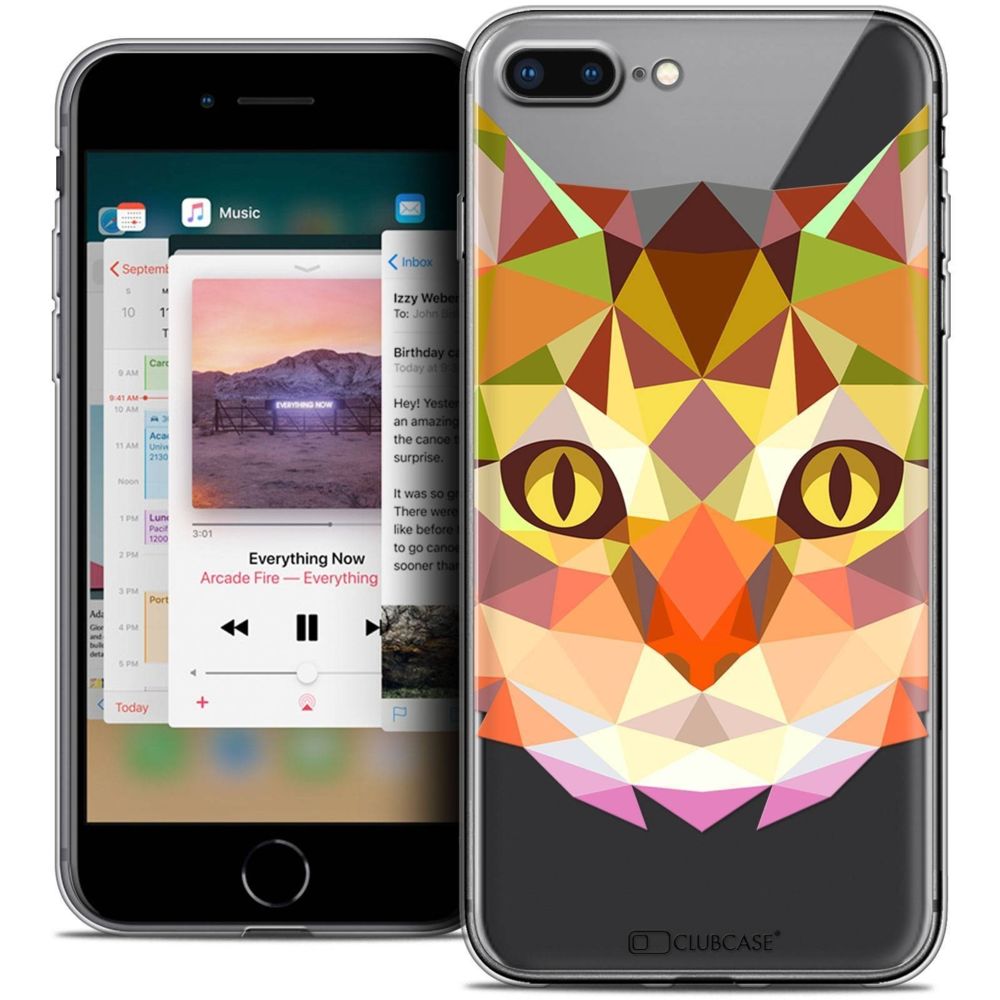 Caseink - Coque Housse Etui Apple iPhone 8 Plus (5.5 ) [Crystal Gel HD Polygon Series Animal - Souple - Ultra Fin - Imprimé en France] Chat - Coque, étui smartphone
