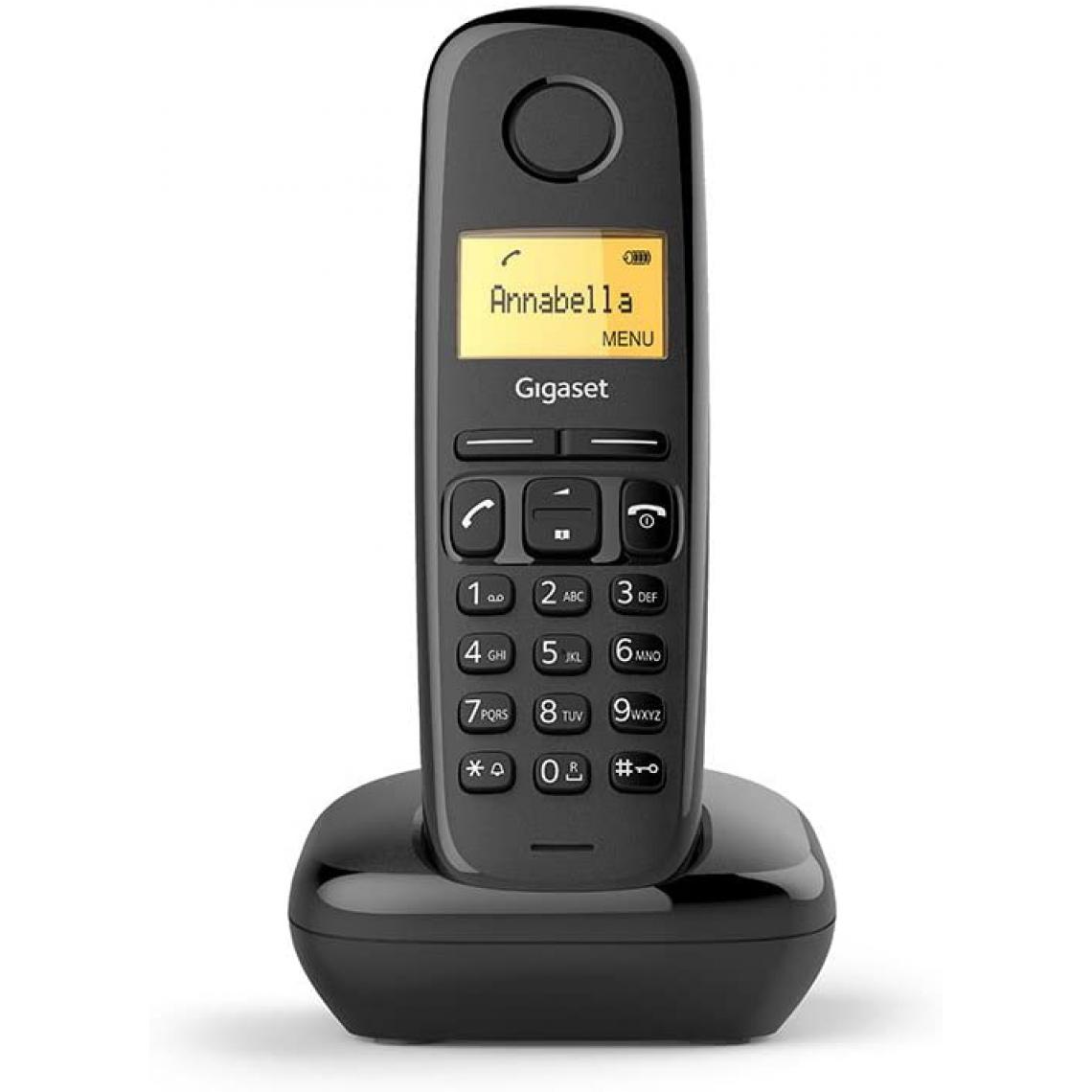 Gigaset - téléphone fixe solo sans fil DECT/GAP sans répondeur noir - Téléphone fixe-répondeur