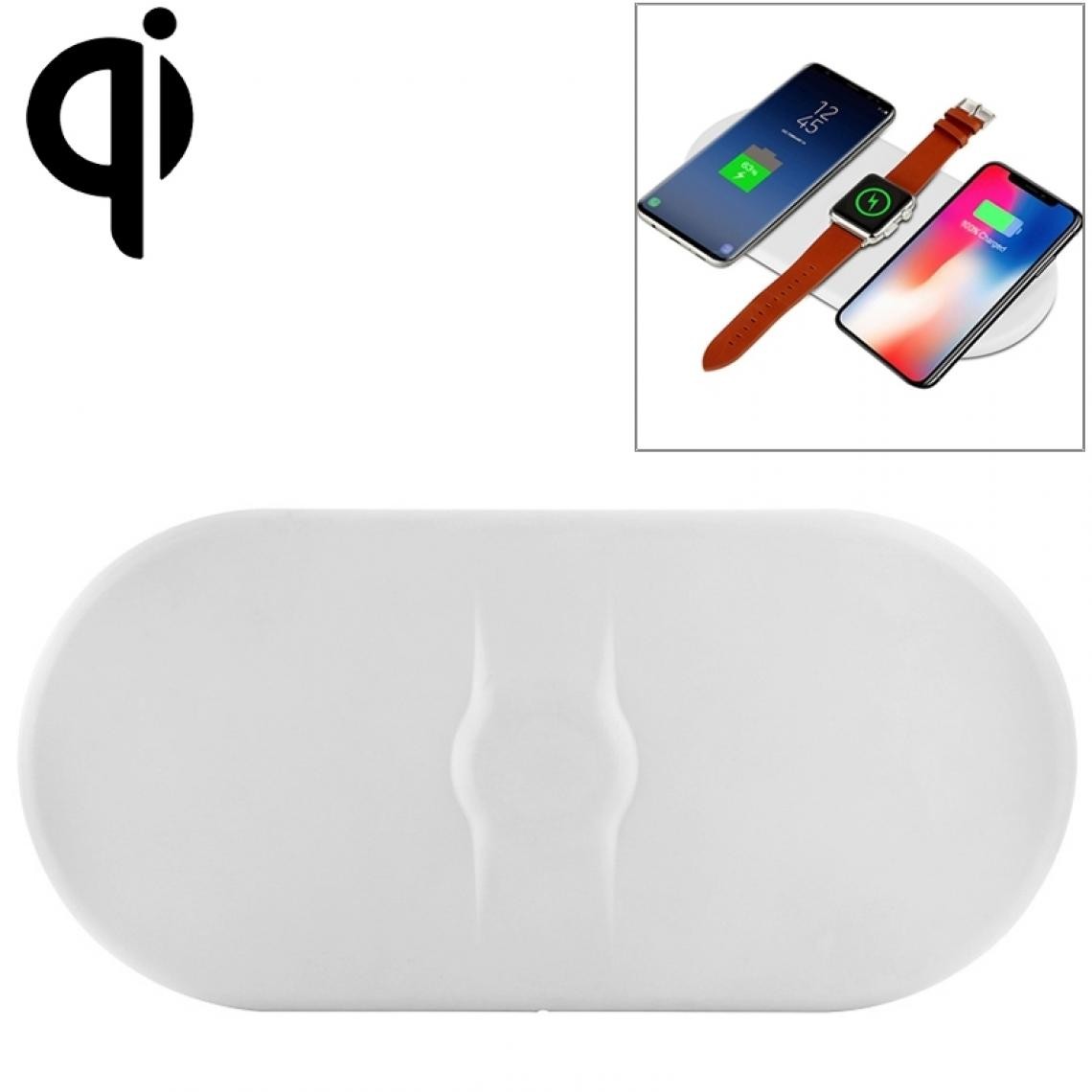 Wewoo - Chargeur sans fil Qi Standard 3 en 1 5W / 7,5W / 10W, pour iPhone, Galaxy, Xiaomi, Google, LG, Apple Watch et autres téléphones intelligents (Blanc) - Chargeur secteur téléphone