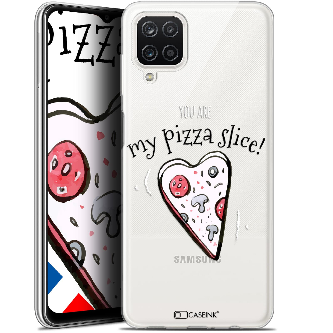 Caseink - Coque Pour Samsung Galaxy A12 (6.5 ) [Gel HD Collection Love Saint Valentin Design My Pizza Slice - Souple - Ultra Fin - Imprimé en France] - Coque, étui smartphone