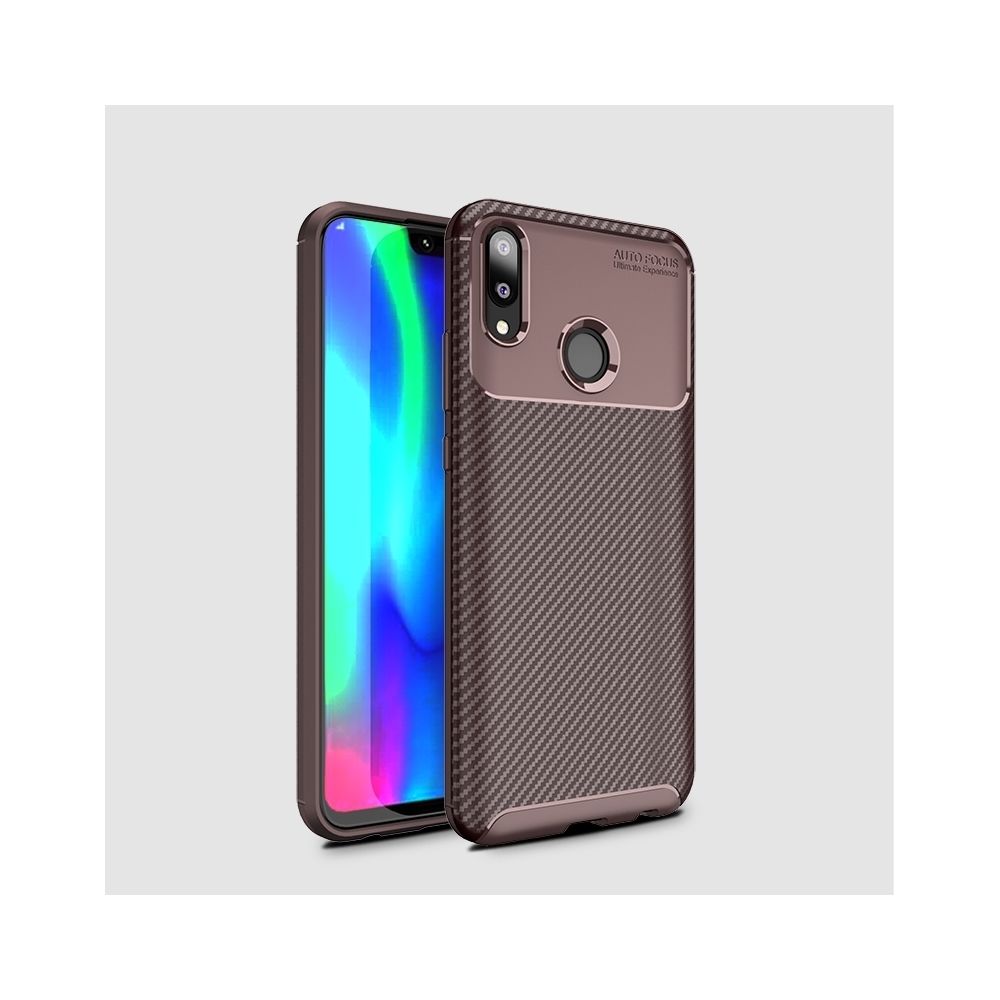 Wewoo - Coque TPU antichoc en fibre de carbone pour HuY9 (2019) (Marron) - Coque, étui smartphone