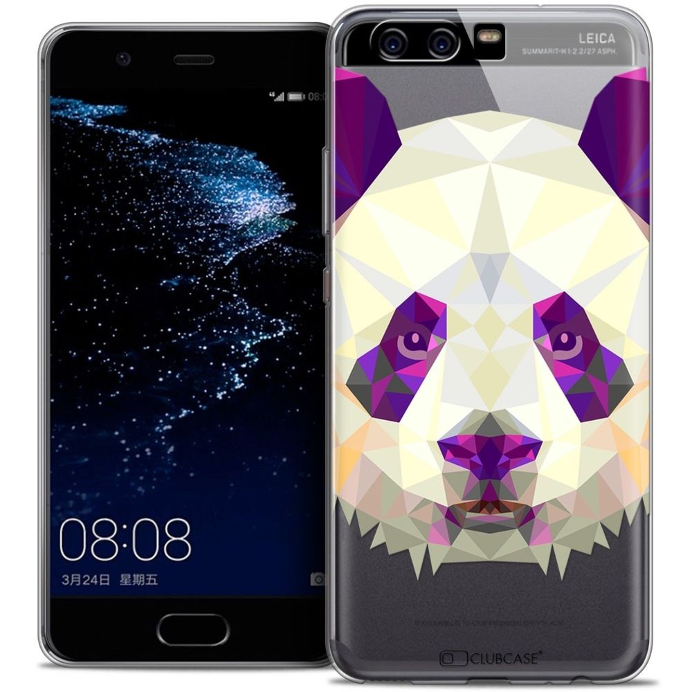 Caseink - Coque Housse Etui Huawei P10 [Crystal Gel HD Polygon Series Animal - Souple - Ultra Fin - Imprimé en France] Panda - Coque, étui smartphone