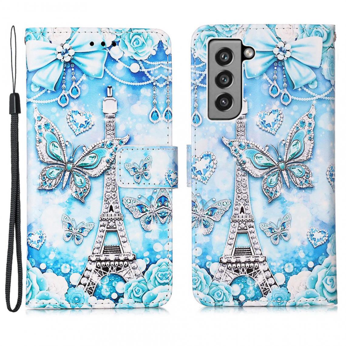 Other - Etui en PU Impression de motifs avec support et cordon Tour Eiffel et papillon pour votre Samsung Galaxy S21/S21 Fan Edition - Coque, étui smartphone