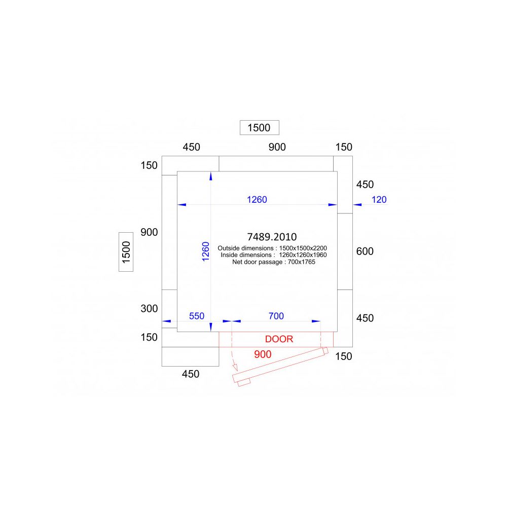 Combisteel - Chambre Froide Négative & Groupe Négatif - Hauteur 2200 mm - Combisteel - 2700 x 1500 - Réfrigérateur