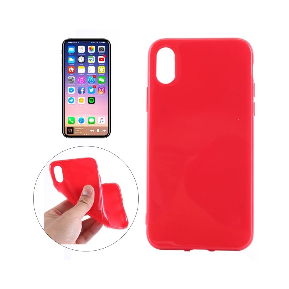 Wewoo - Coque rouge pour iPhone X Solide Couleur Surface Douce Souple TPU Protection Couverture Arrière Cas - Coque, étui smartphone