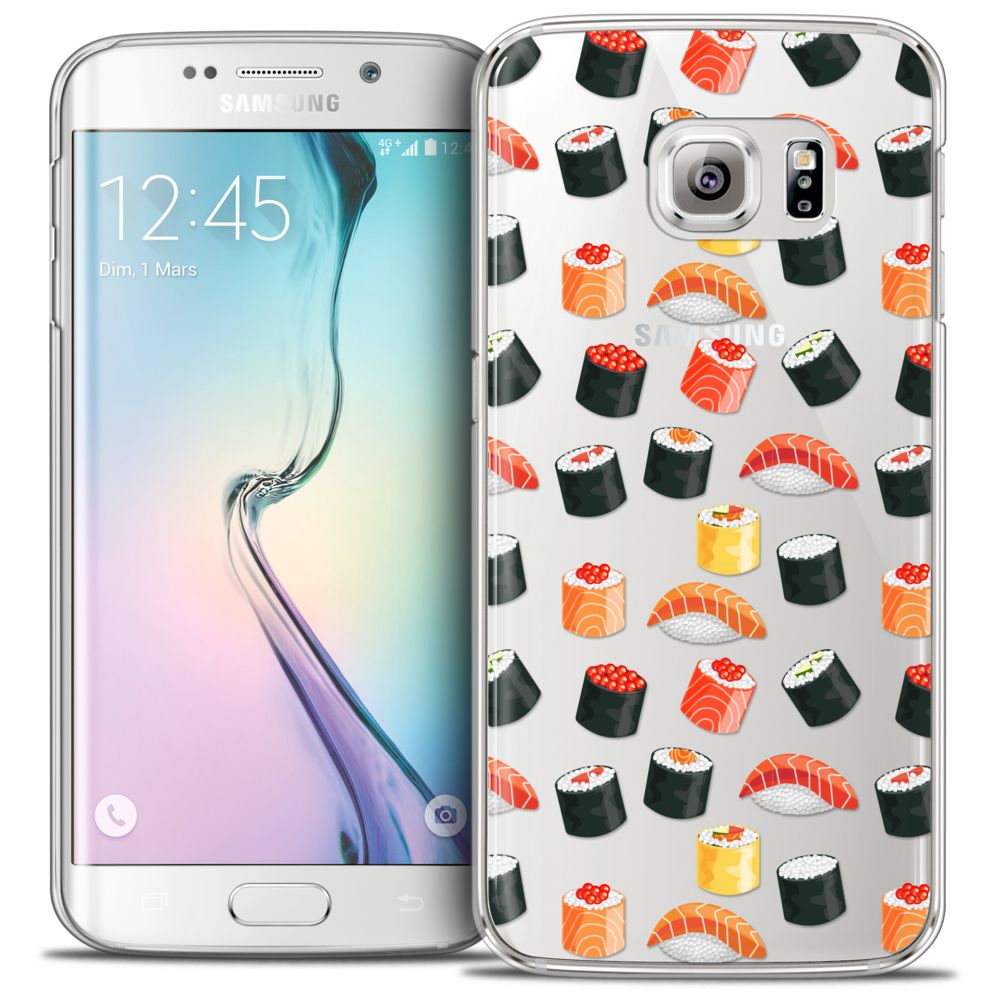 Caseink - Coque Housse Etui Samsung Galaxy S6 Edge [Crystal HD Collection Foodie Design Sushi - Rigide - Ultra Fin - Imprimé en France] - Coque, étui smartphone