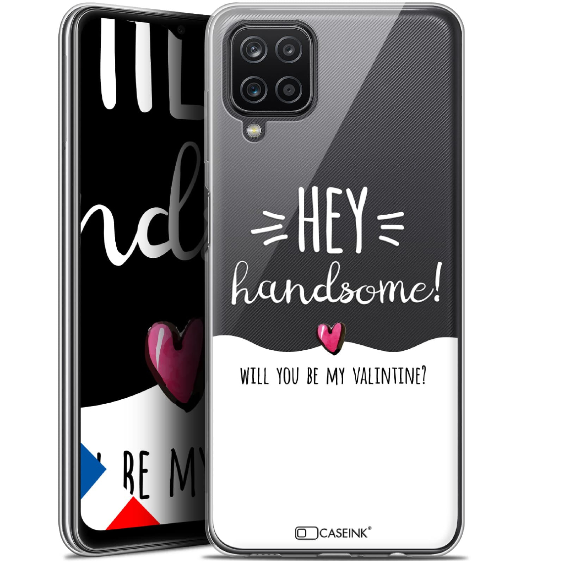 Caseink - Coque Pour Samsung Galaxy A12 (6.5 ) [Gel HD Collection Love Saint Valentin Design Hey Handsome ! - Souple - Ultra Fin - Imprimé en France] - Coque, étui smartphone