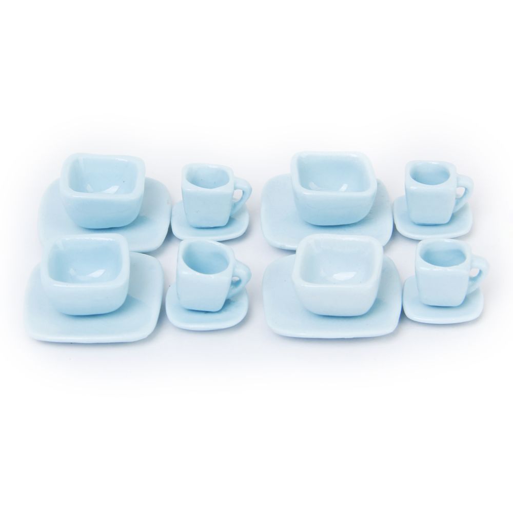 marque generique - 16pcs Dollhouse Miniature manger Ware thé en porcelaine vaisselle Coupe Plate - Accessoire cuisson